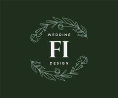 fi initiales lettre mariage monogramme logos collection, modèles minimalistes et floraux modernes dessinés à la main pour cartes d'invitation, réservez la date, identité élégante pour restaurant, boutique, café en image vectorielle vecteur