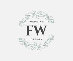 fw initiales lettre collection de logos de monogramme de mariage, modèles minimalistes et floraux modernes dessinés à la main pour cartes d'invitation, réservez la date, identité élégante pour restaurant, boutique, café en image vectorielle vecteur