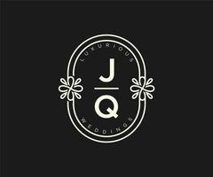 modèle de logos de monogramme de mariage lettre initiales jq, modèles minimalistes et floraux modernes dessinés à la main pour cartes d'invitation, réservez la date, identité élégante. vecteur