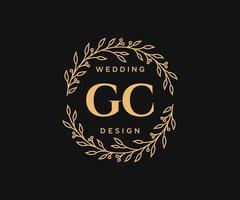 collection de logos de monogramme de mariage lettre initiales gc, modèles minimalistes et floraux modernes dessinés à la main pour cartes d'invitation, réservez la date, identité élégante pour restaurant, boutique, café en image vectorielle vecteur