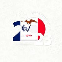 nouvel an 2023 pour l'iowa sur fond de flocon de neige. vecteur