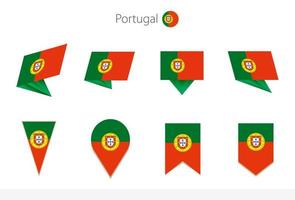 collection de drapeaux nationaux du portugal, huit versions de drapeaux vectoriels du portugal. vecteur
