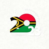 nouvel an 2023 pour le vanuatu sur fond de flocon de neige. vecteur