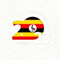 nouvel an 2023 pour l'ouganda sur fond de flocon de neige. vecteur