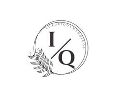 modèle de logos de monogramme de mariage lettre initiales iq, modèles minimalistes et floraux modernes dessinés à la main pour cartes d'invitation, réservez la date, identité élégante. vecteur