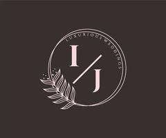 ij initiales lettre modèle de logos de monogramme de mariage, modèles minimalistes et floraux modernes dessinés à la main pour cartes d'invitation, réservez la date, identité élégante. vecteur