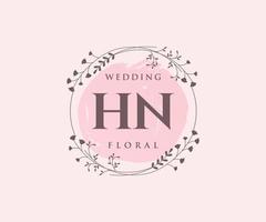 hn initiales lettre modèle de logos de monogramme de mariage, modèles minimalistes et floraux modernes dessinés à la main pour cartes d'invitation, réservez la date, identité élégante. vecteur