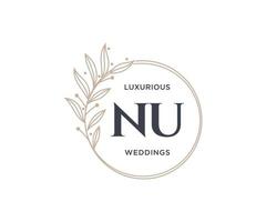 nu initiales lettre mariage monogramme logos modèle, modèles minimalistes et floraux modernes dessinés à la main pour cartes d'invitation, réservez la date, identité élégante. vecteur