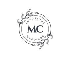 modèle de logos de monogramme de mariage lettre initiales mc, modèles minimalistes et floraux modernes dessinés à la main pour cartes d'invitation, réservez la date, identité élégante. vecteur