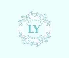 ly initiales lettre modèle de logos de monogramme de mariage, modèles minimalistes et floraux modernes dessinés à la main pour cartes d'invitation, réservez la date, identité élégante. vecteur