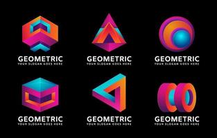 ensemble de logo de formes géométriques logo 3d vecteur