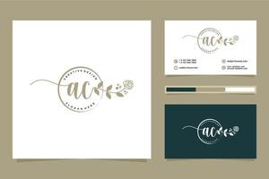 collections initiales de logo féminin ac et modèle de carte de visite vecteur premium