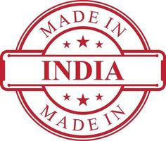 icône d'étiquette fabriquée en inde avec emblème de couleur rouge vecteur