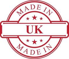 icône d'étiquette fabriquée au Royaume-Uni avec emblème de couleur rouge vecteur
