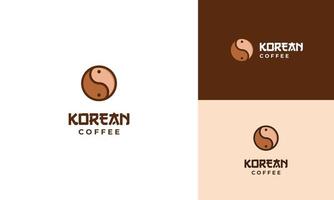vecteur de concept de conception de logo de café coréen