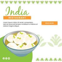 conception d'illustration de cuisine asiatique de nourriture indienne rasgulla pour présentation modèle de médias sociaux vecteur
