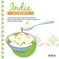 conception d'illustration de cuisine asiatique de nourriture indienne rasgulla pour présentation modèle de médias sociaux vecteur