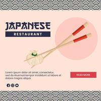 conception d'illustration de cuisine asiatique de nourriture japonaise pour le modèle de médias sociaux de présentation vecteur