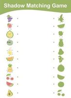 jeu d'association d'ombres pour les enfants d'âge préscolaire. édition fruits tropicaux. fiche d'activités éducatives pour le préscolaire. illustration vectorielle. vecteur