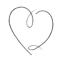 croquis à la main dessin coeur de ligne noire, amour doodle isolé sur fond blanc - vecteur