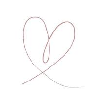 croquis à la main dessin coeur de ligne rose, amour doodle isolé sur fond blanc - vecteur