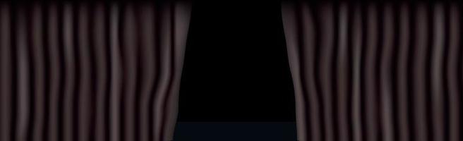 rideau de théâtre d'ouverture noir, modèle d'arrière-plan panoramique - vecteur