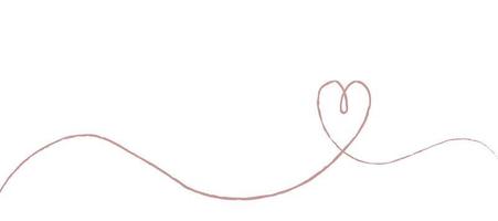 croquis à la main dessin coeur de ligne rose, amour doodle isolé sur fond blanc - vecteur