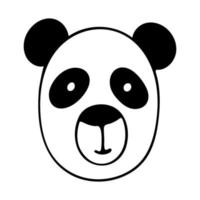 doodle de tête de panda mignon. illustration vectorielle dessinés à la main d'un animal de dessin animé isolé sur fond blanc. bon pour la conception enfantine et le livre de coloriage. vecteur