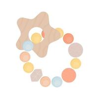 adorable jouet boho pour bébé de style scandinave. jouets boho en bois, bracelet de perles, jouet minimal mignon pour les enfants, clipart jouet, élément en bois pour les enfants. objet essentiel nouveau-né dans un style bohème vecteur