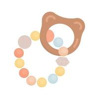 adorable jouet boho pour bébé de style scandinave. jouets boho en bois, bracelet de perles, jouet minimal mignon pour les enfants, clipart jouet, élément en bois pour les enfants. objet essentiel nouveau-né dans un style bohème vecteur