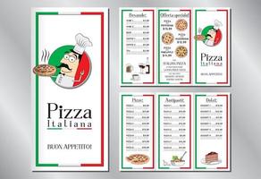 modèle de menu de restaurant de pizza italienne vecteur