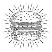 hamburger - illustration de contour vecteur