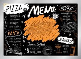 modèle de menu de table de pizza vintage vecteur