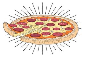 pizza avec illustration de pepperoni vecteur