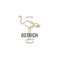 création de logo minimaliste ligne d'autruche oiseau vecteur