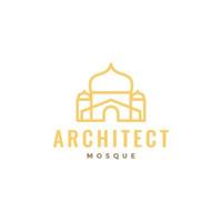 conception de logo minimaliste de dôme de mosquée d'architecte vecteur