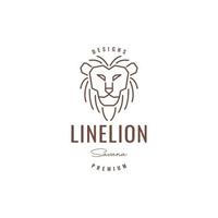 visage lion dessin au trait création de logo hipster vecteur