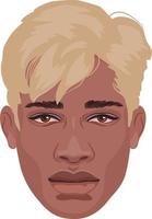 portrait vectoriel détaillé d'un jeune homme africain aux cheveux blonds. avatar pour les médias sociaux, isolé sur fond blanc.