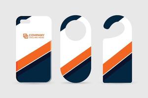 promotion de la marque de mode et conception de modèle d'identité d'entreprise avec des couleurs sombres et orange. conception de papeterie commerciale pour le marketing sur un étui de téléphone. vecteur de conception d'identité de marque sur les cintres de porte.