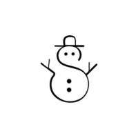 conception d'icône de style ligne bonhomme de neige vecteur