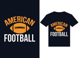 illustrations de football américain pour la conception de t-shirts prêts à imprimer vecteur