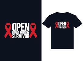 illustrations de survivants de chirurgie à cœur ouvert pour la conception de t-shirts prêts à imprimer vecteur