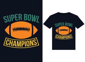 illustrations des champions du super bowl pour la conception de t-shirts prêts à imprimer vecteur