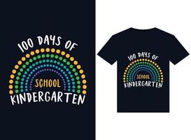 100 jours d'illustrations de la maternelle à l'école pour la conception de t-shirts prêts à imprimer vecteur