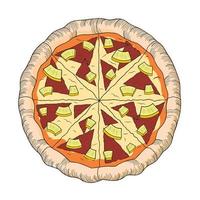 pizza hawaïenne avec illustration d'ananas vecteur