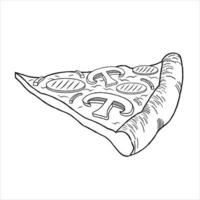 pizza au jambon et aux champignons - contour illustration vecteur