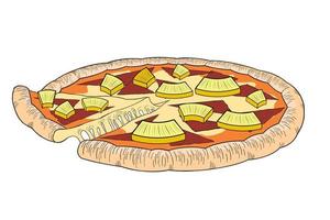 pizza hawaïenne avec illustration d'ananas vecteur