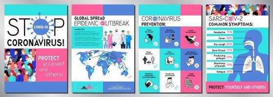 ensemble d'affiches sur l'épidémie de coronavirus vecteur