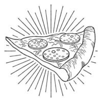 Pizza au pepperoni et oignons - contour illustration vecteur