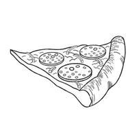 Pizza au pepperoni et oignons - contour illustration vecteur